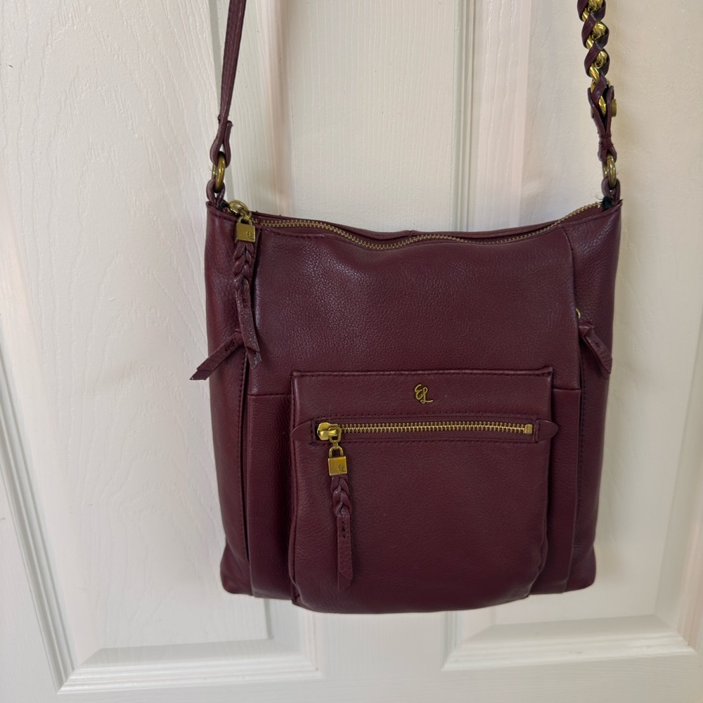Elliot Lucca Gwen Crossbody Bag Burgundy Leather Chain Strap